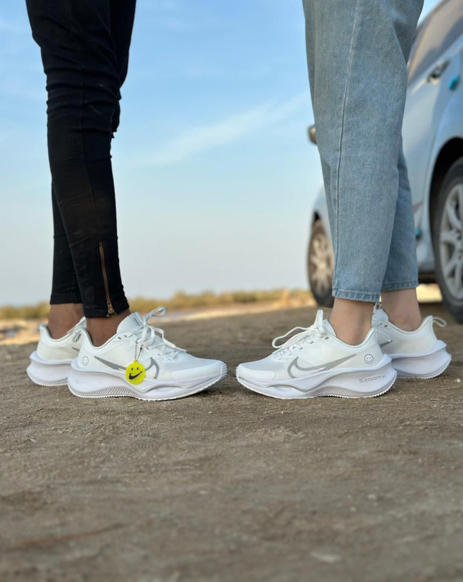 کفش نایک زومیکس لبخندی سفید طوسی سایز۳۷تا۴۵